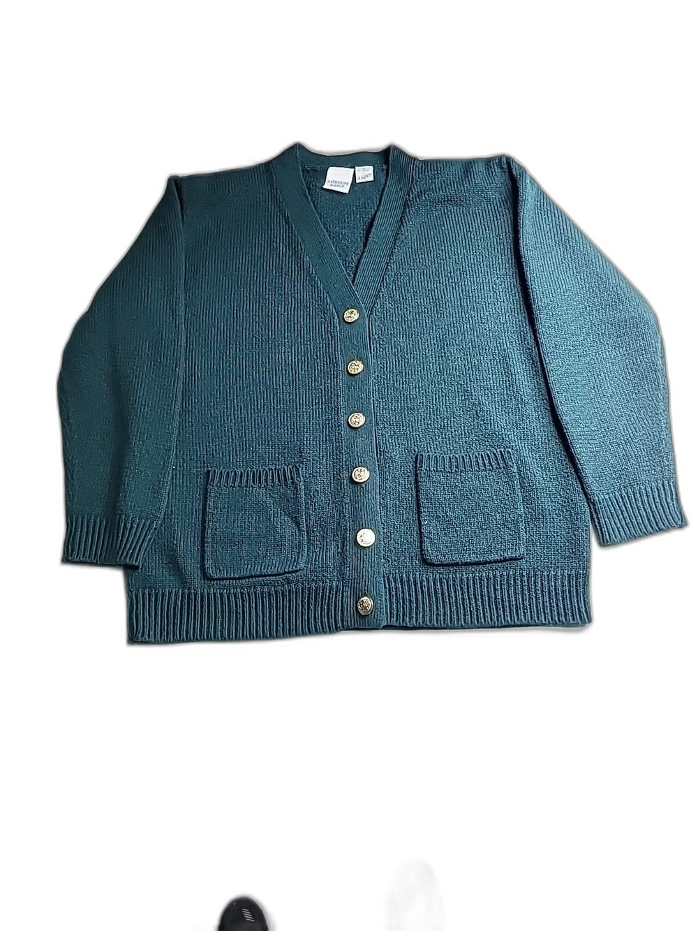 Katherine Bishop Women's Size XL Dark Green Cardigan Read Sweater